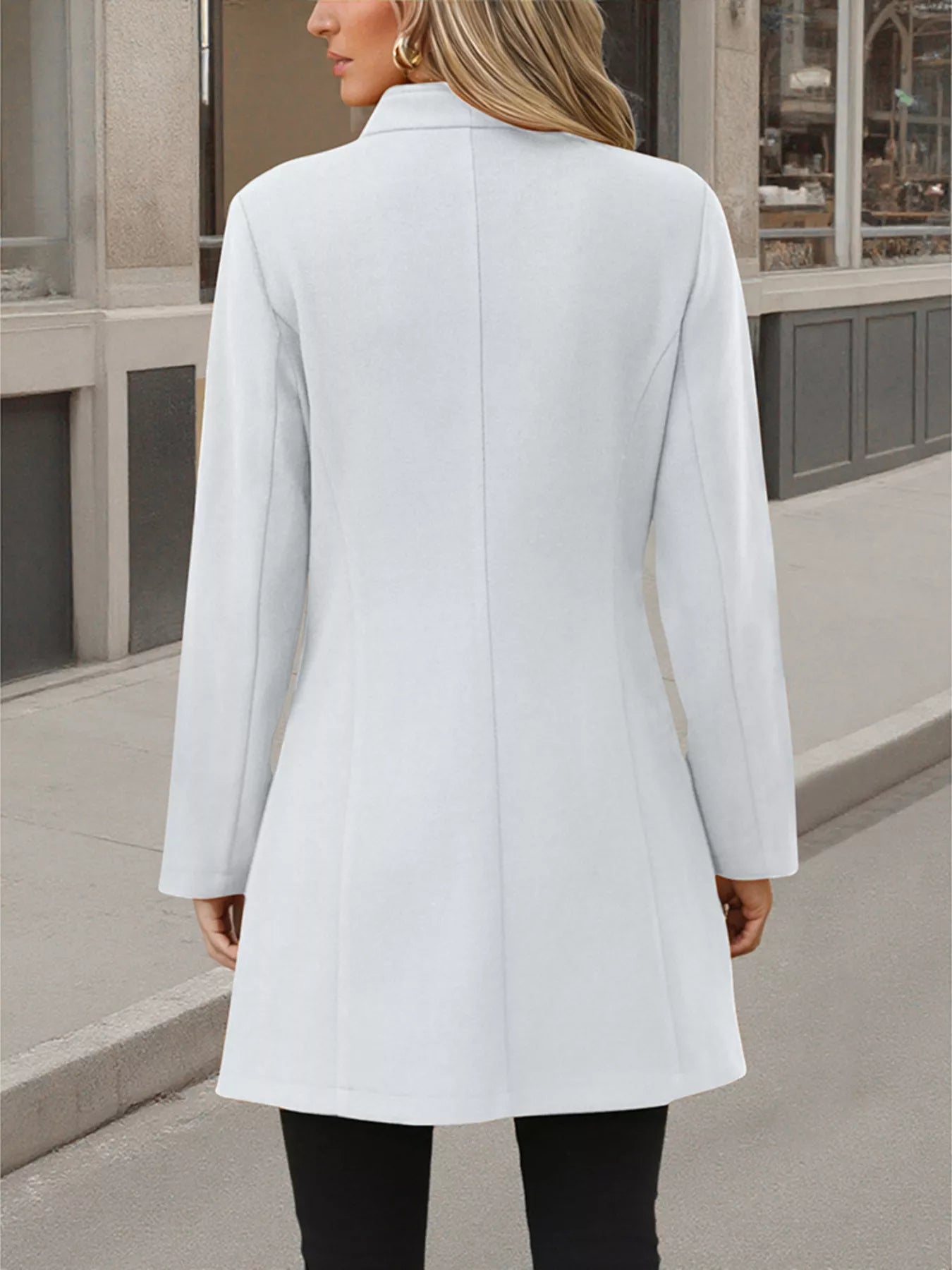 Button Up Long Sleeve Coat Trendsi
