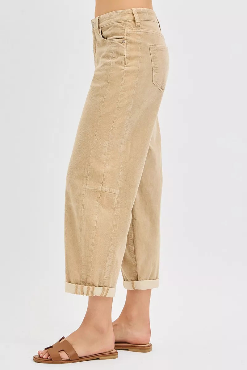 RISEN High Rise Crop Barrel Cordurory Pants OutfitFlow