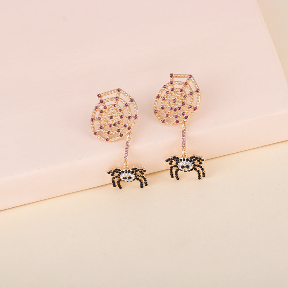 Spider Rhinestone Alloy Earrings OutfitFlow