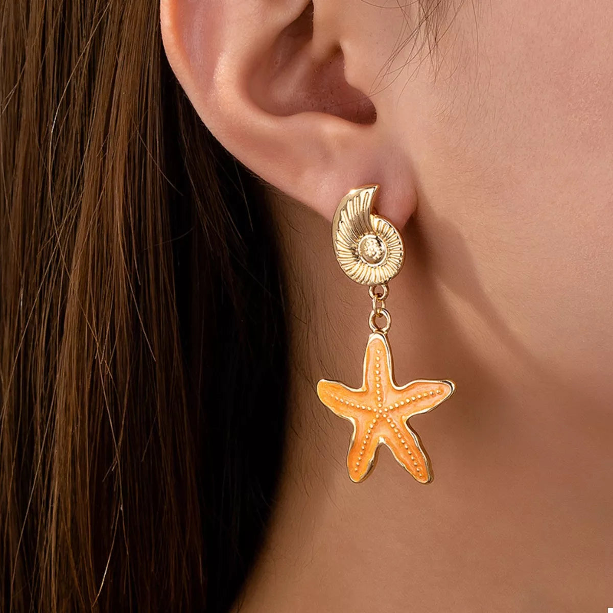 Ocean Shell Starfish Drop Earrings Sherbet One Size OutfitFlow