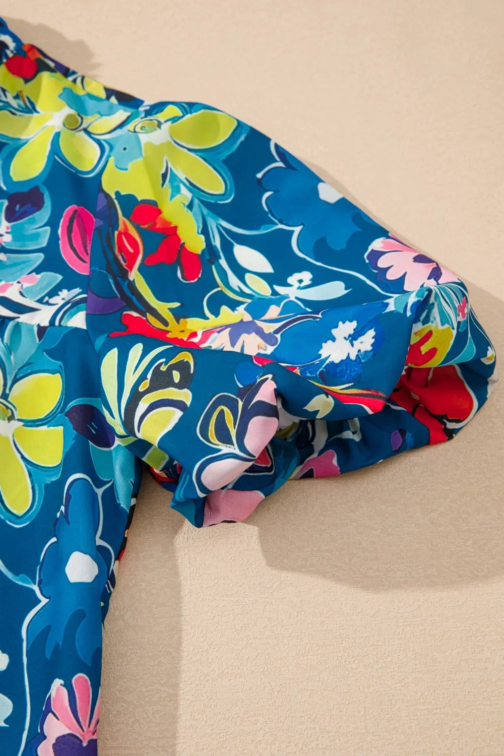 Floral Print Ruffle Sleeve Loose Blouse OutfitFlow