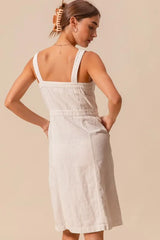 SO ME Button Down Pocket Front Pinafore Dress OutfitFlow