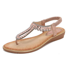 Toe Post Wedge Sandals Rose Gold OutfitFlow
