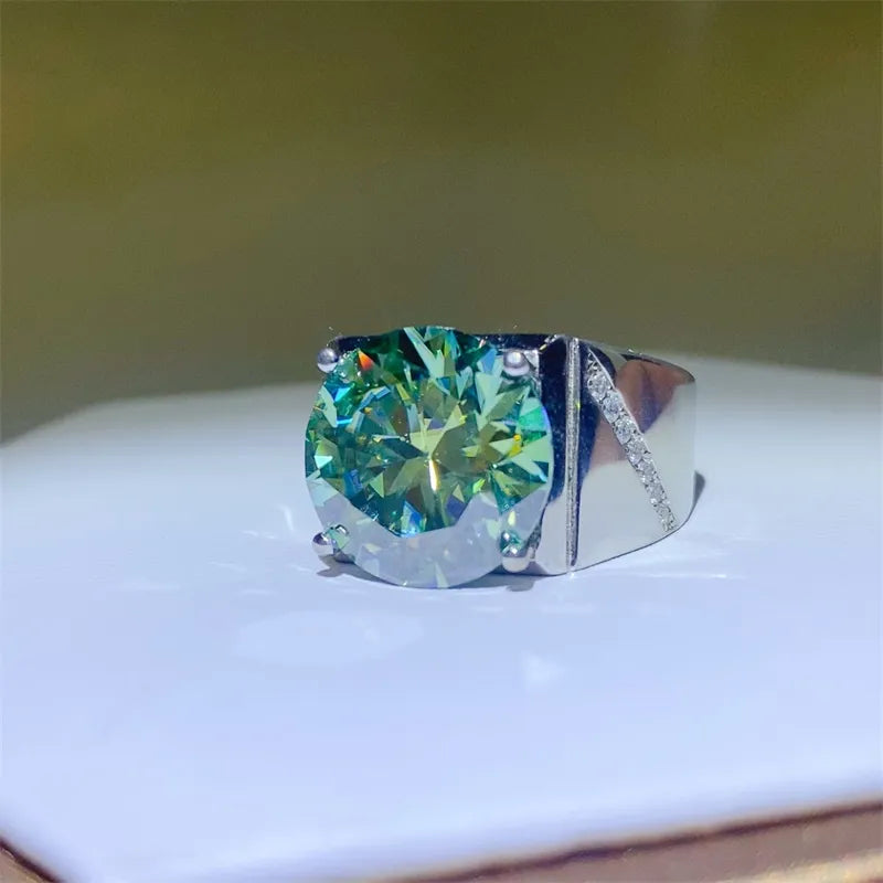 10 Carat Moissanite 925 Sterling Silver Signet Ring OutfitFlow