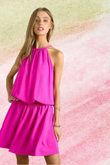 ADORA Halter Neck Smocking Waist Dress OutfitFlow