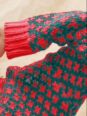 SO ME Color Block Textured Christmas Sweater V Neck Top OutfitFlow