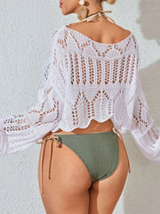 Crochet Scalloped Hem Knit Cover Up OutfitFlow