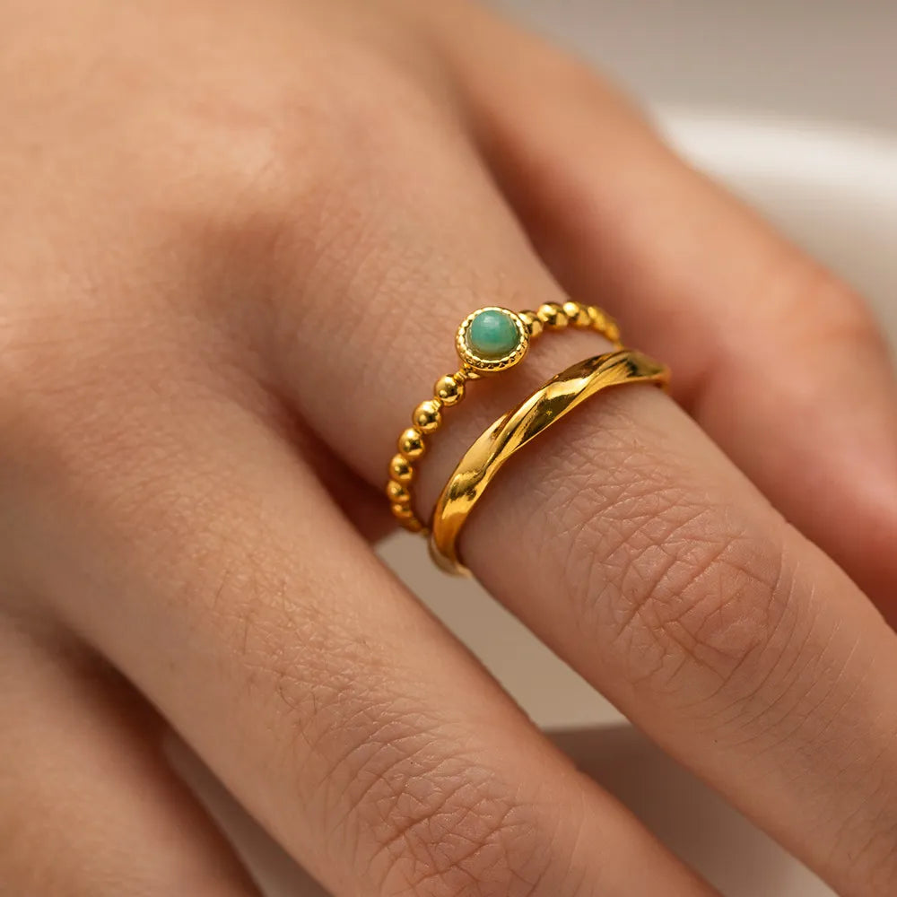 18K Gold-Plated Double Layered Open Ring Gold One Size OutfitFlow