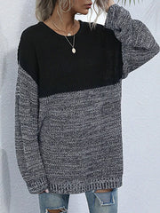 Color Block Long Sleeve Oversized Sweater OutfitFlow