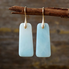 Natural Stone Geometric Shape Earrings Gold One Size OutfitFlow