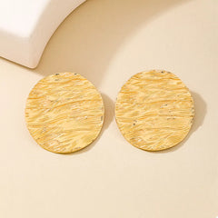 18K Gold-Plated Gold Textured Disc Statement Earrings OutfitFlow