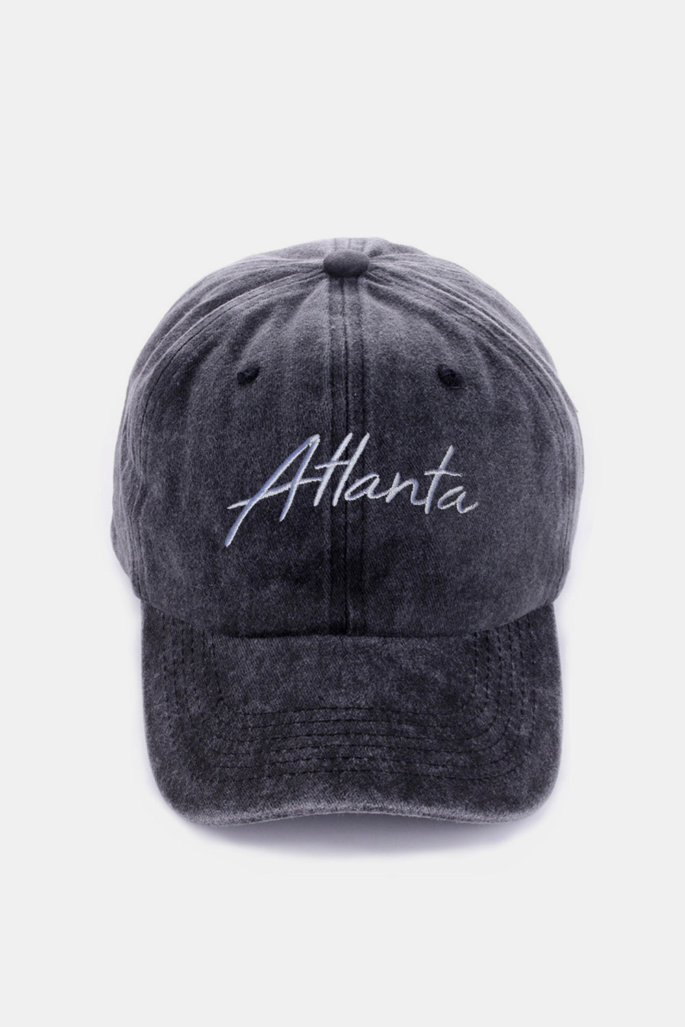 Zenana Washed ATLANTA Embroidered Baseball Cap Atlanta Black One Size OutfitFlow