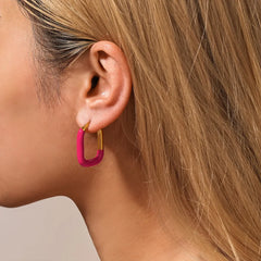 Stainless Steel Drip Oil Contrast Earring OutfitFlow