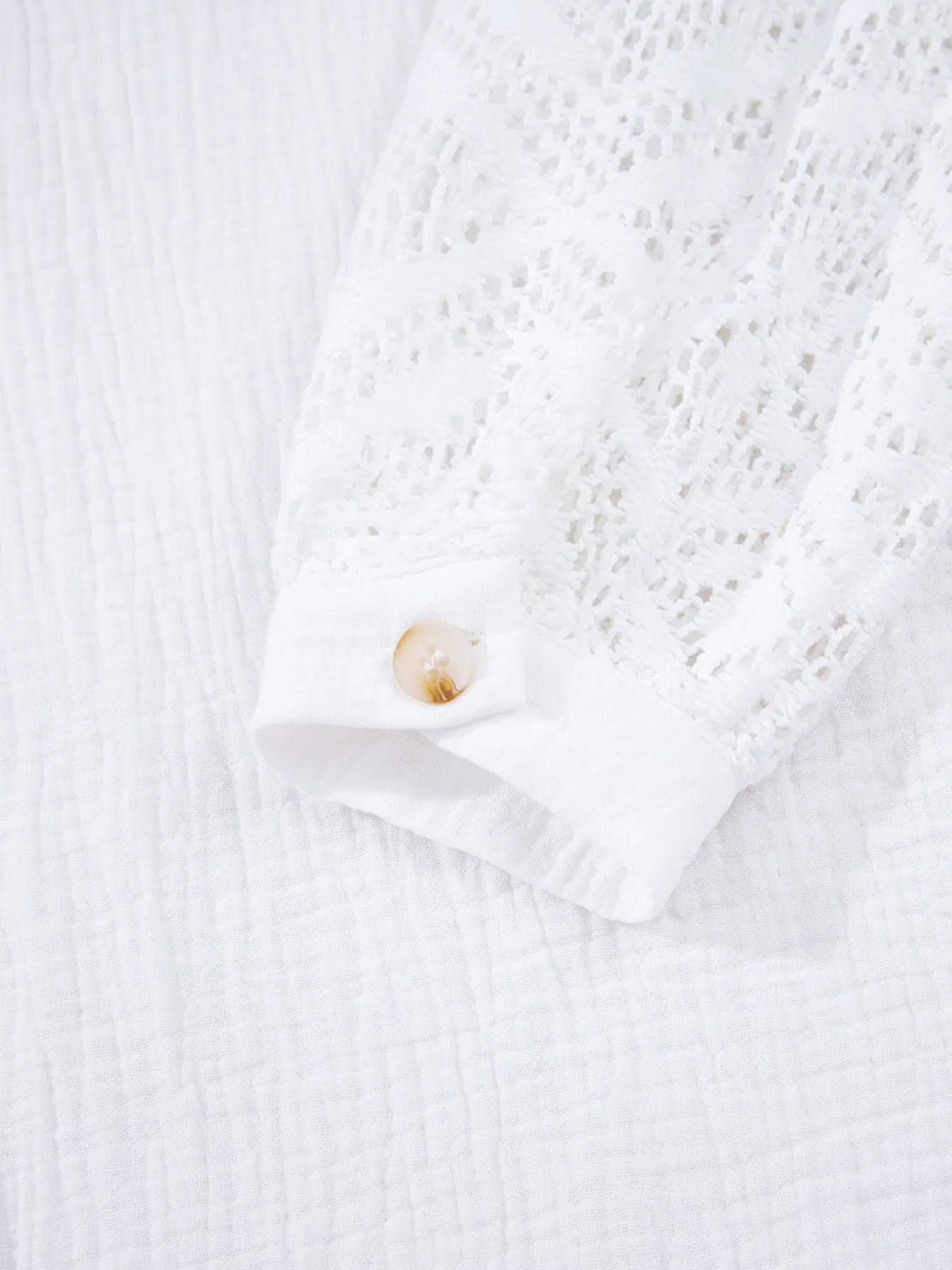 Lace Sleeve Button Down Shirt OutfitFlow