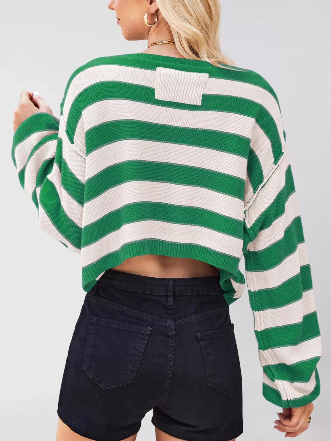 Striped Dropped Shoulder Sweater OutfitFlow