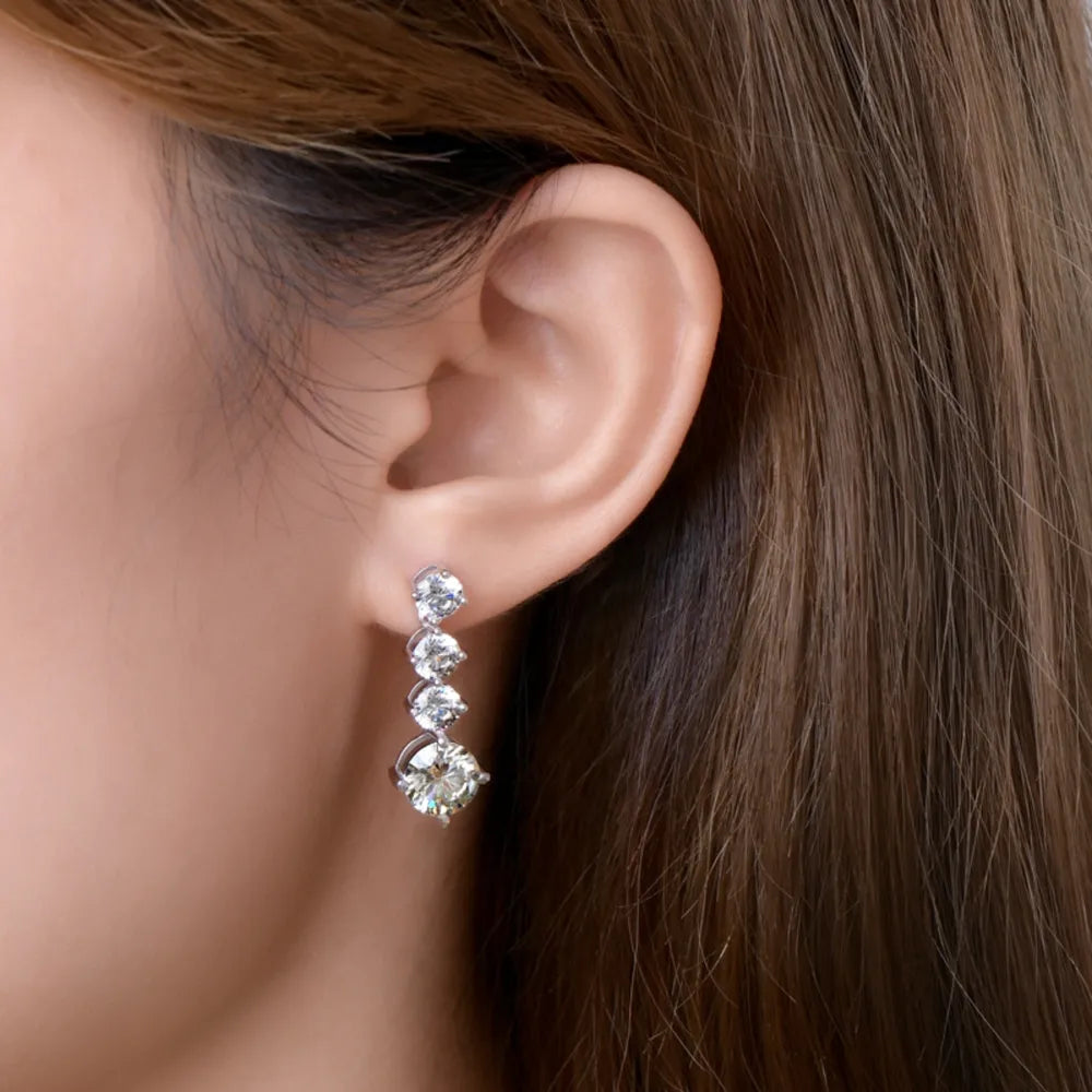 4 Carat Moissanite 925 Sterling Silver Earrings OutfitFlow