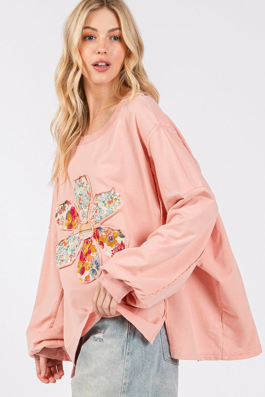 SAGE + FIG Flower Patch Dropped Shoulder Oversize Top