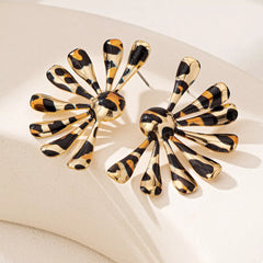 Leopard Print Fan-Shaped Earrings OutfitFlow