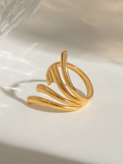 Outfit Flow - 18K Gold-Plated Stainless Steel Irregular Open Ring