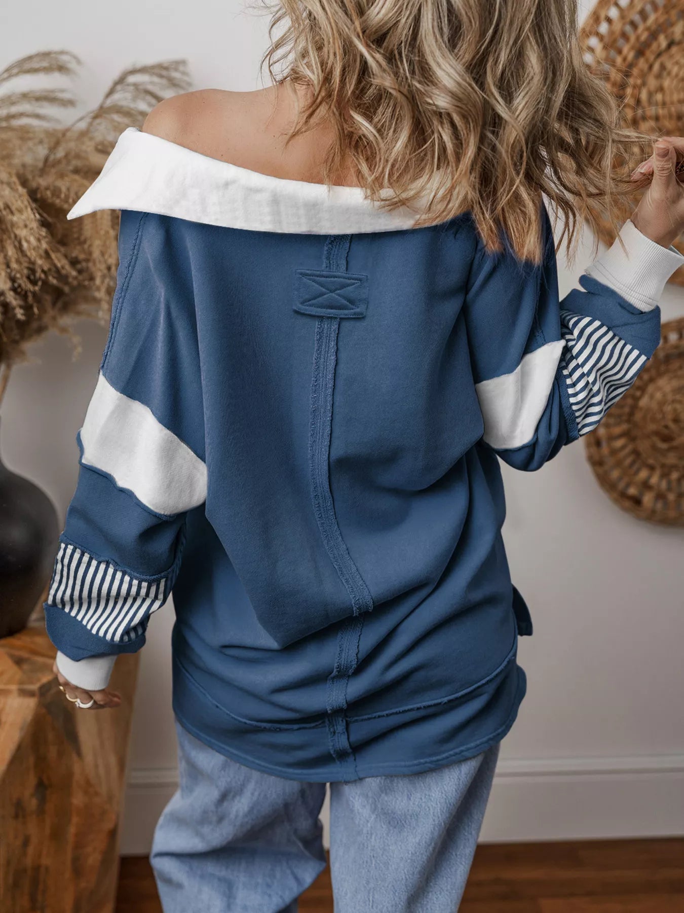 Striped Color Block Long Sleeve Sweatshirt OutfitFlow
