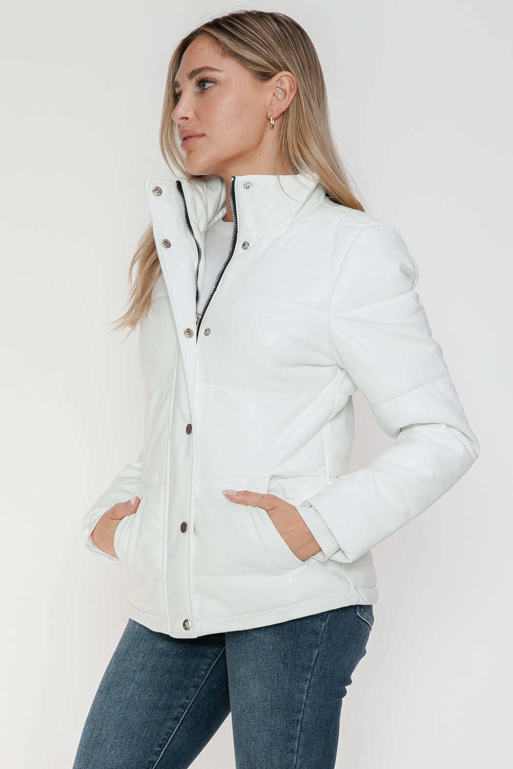 Outfit Flow - YMI Pocketed Zip Up Turtleneck Puffer Jacket