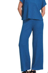 Zenana Rolled Sleeve Top and Pants Sweater Set OutfitFlow