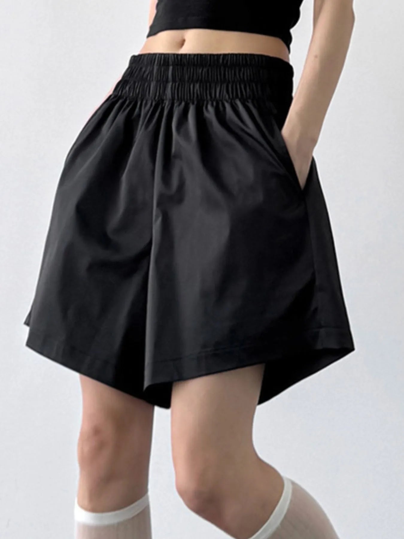 Smocked Wide-Leg Shorts OutfitFlow