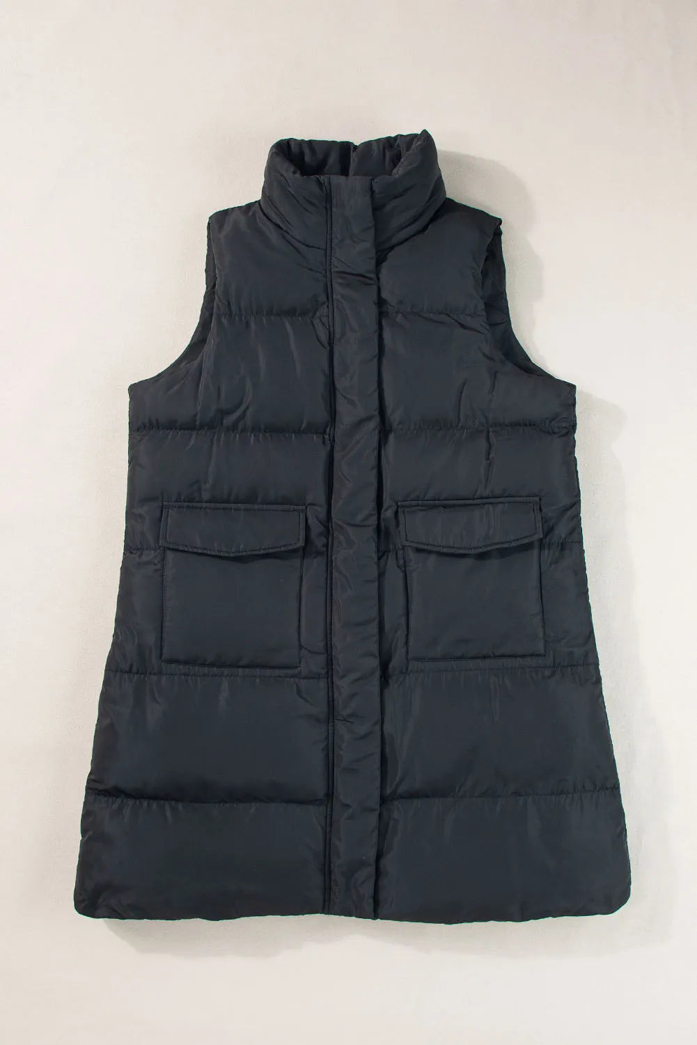 Pocketed Zip Up Vest Coat OutfitFlow