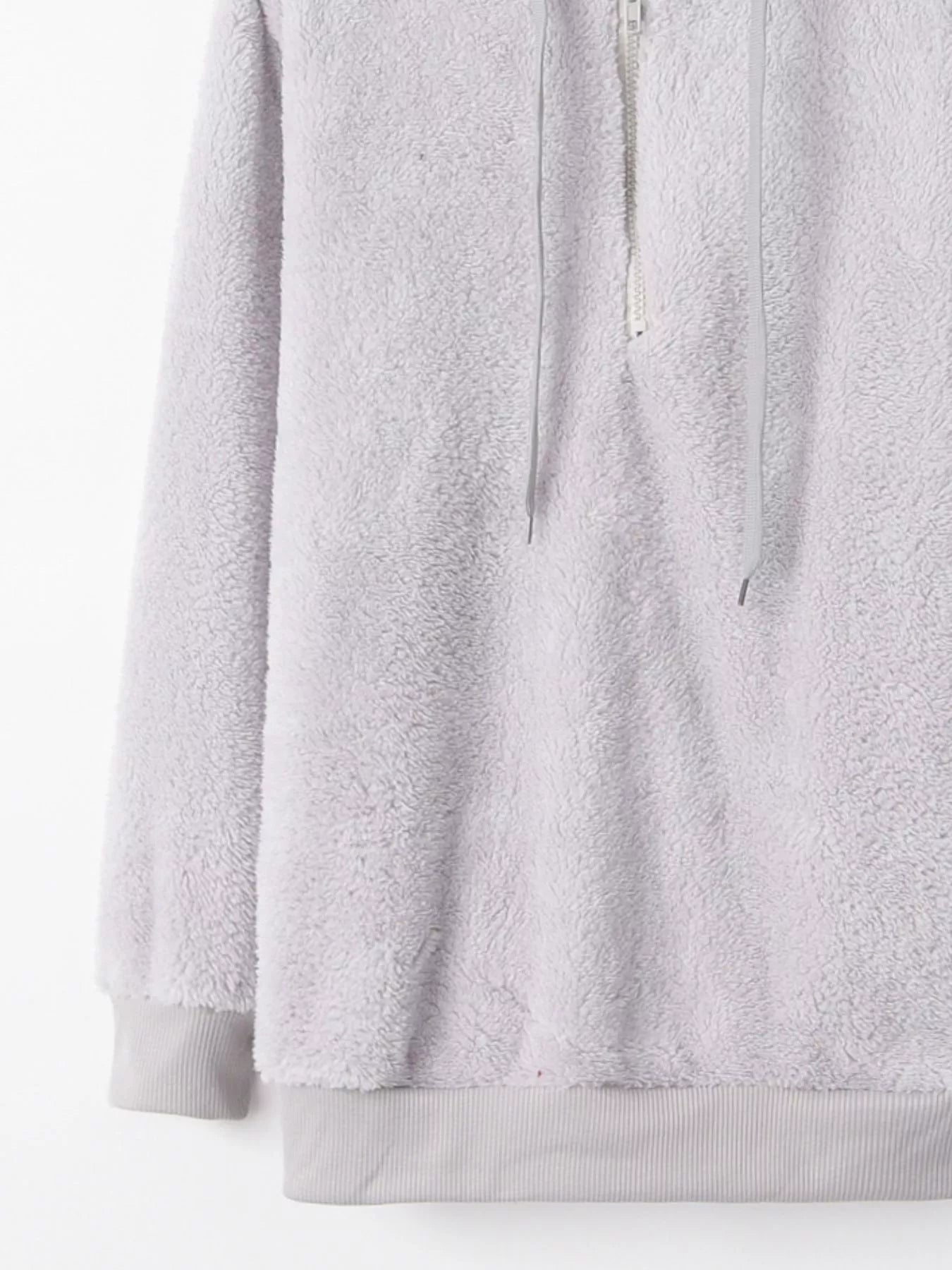 Full Size Half Zip Drawstring Fleece Hoodie Plus Size OutfitFlow