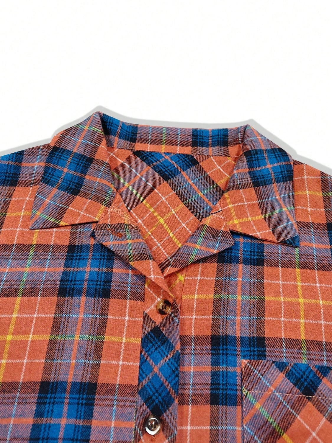 Plaid Collared Neck Long Sleeve Shirt