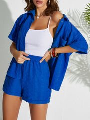 Outfit Flow - Button Up Half Sleeve Top and Shorts Set