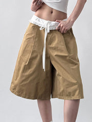 Contrast Waistband Wide-Leg Shorts OutfitFlow