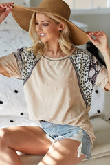 BiBi Distress Jacquard Knit with Leopard Snake Skin Top OutfitFlow
