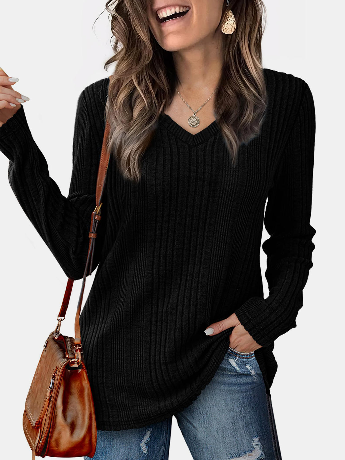 Outfit Flow - V-Neck Long Sleeve T-Shirt