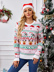 Outfit Flow - Christmas Element Round Neck Long Sleeve Sweater