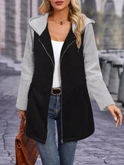Full Size Zip Up Hooded Longline Outerwear Plus Size OutfitFlow