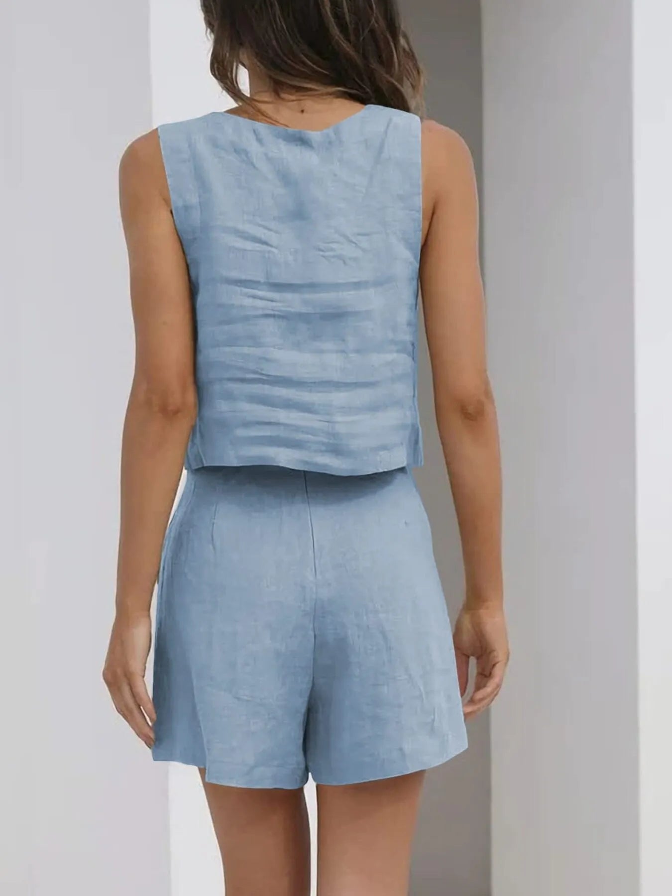 Square Neck Tank and Shorts Set OutfitFlow