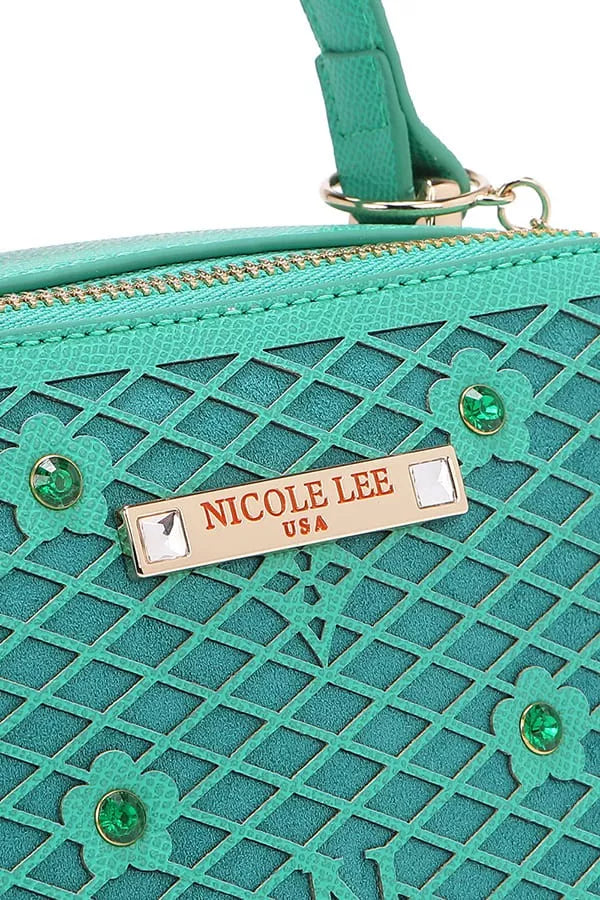 Nicole Lee USA Vegan Geometric Pattern Structured Handbag Trendsi