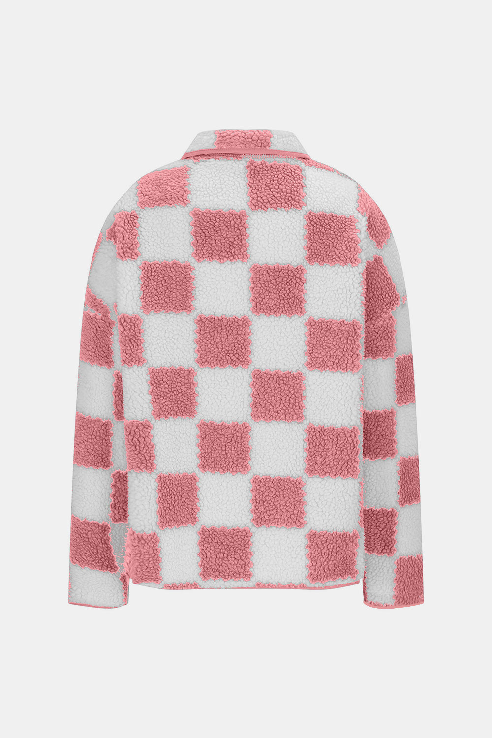 Outfit Flow - Checkered Snap Down Long Sleeve Teddy Jacket