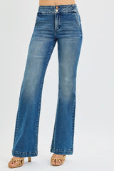RISEN Full Size Tummy Control High Rise Bootcut Jeans with Double Button Waistband Plus Size Trendsi