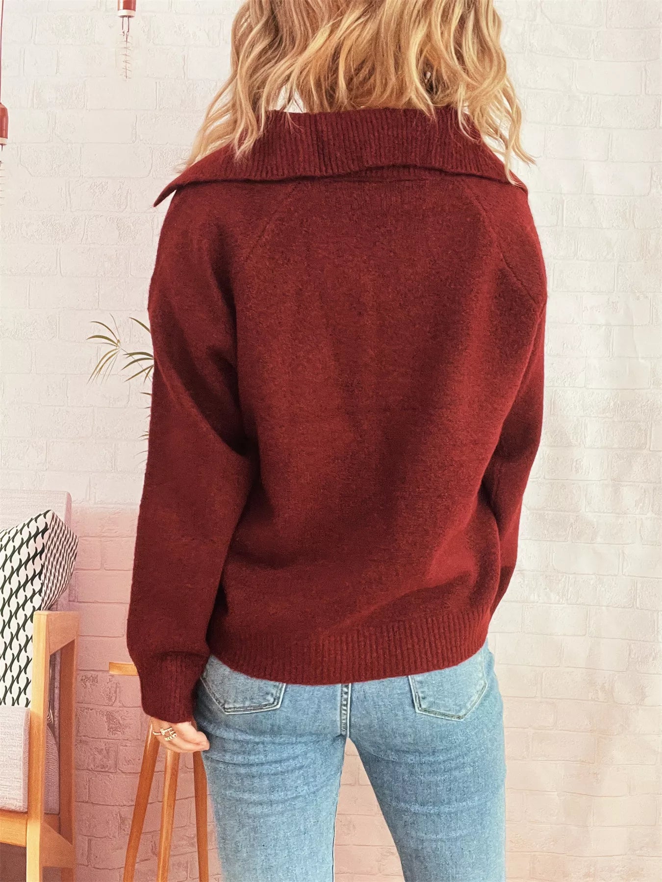 Ribbed Hem Raglan Sleeve Sweater OutfitFlow