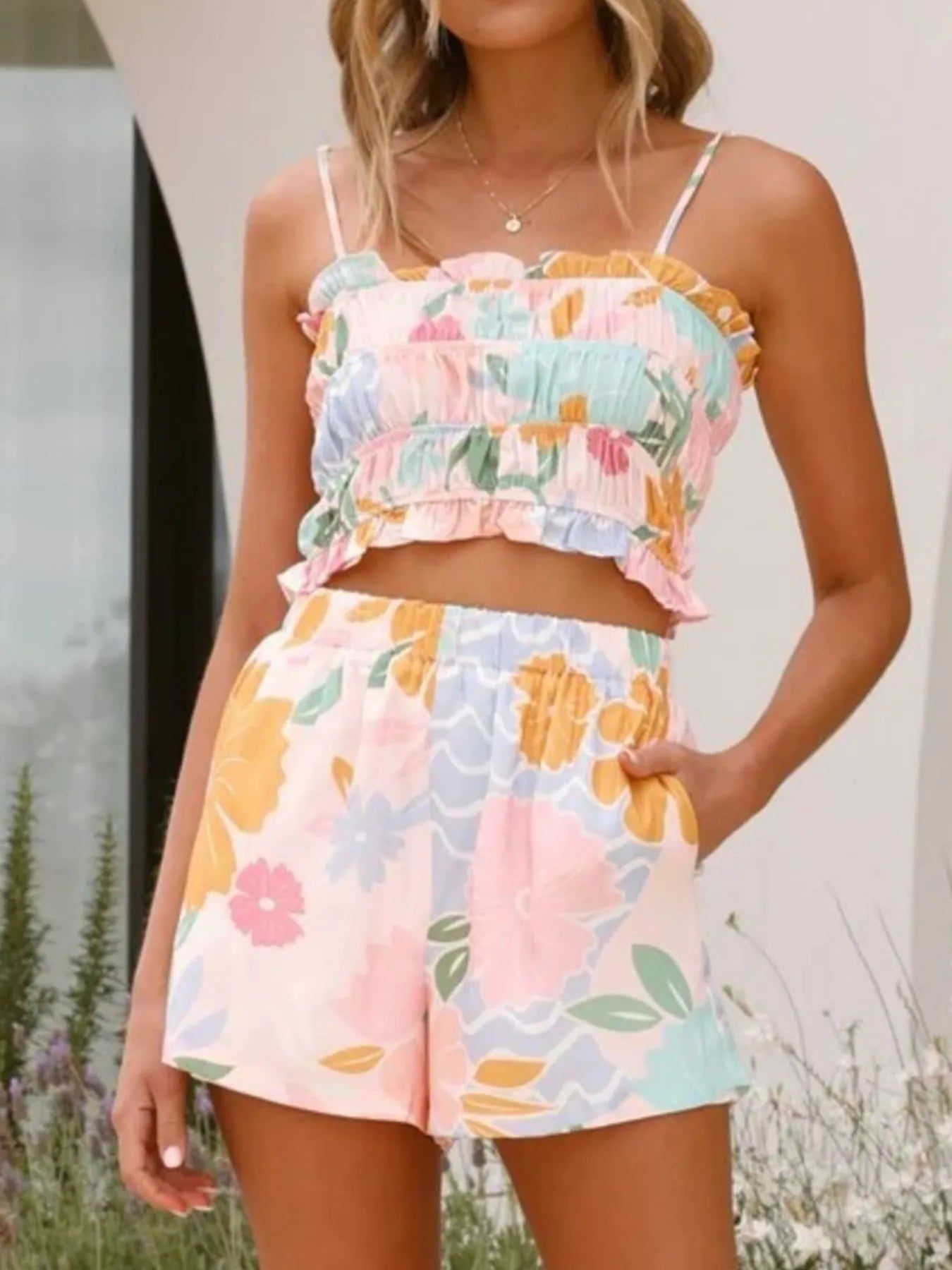 Printed Cami and Shorts Set OutfitFlow