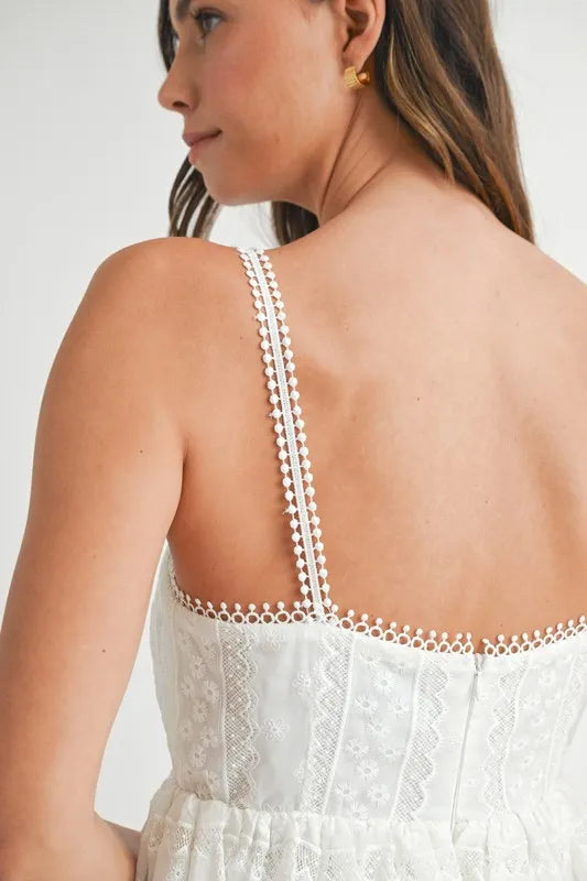 MABLE Eyelet Lace Babydoll Mini Cami Dress OutfitFlow