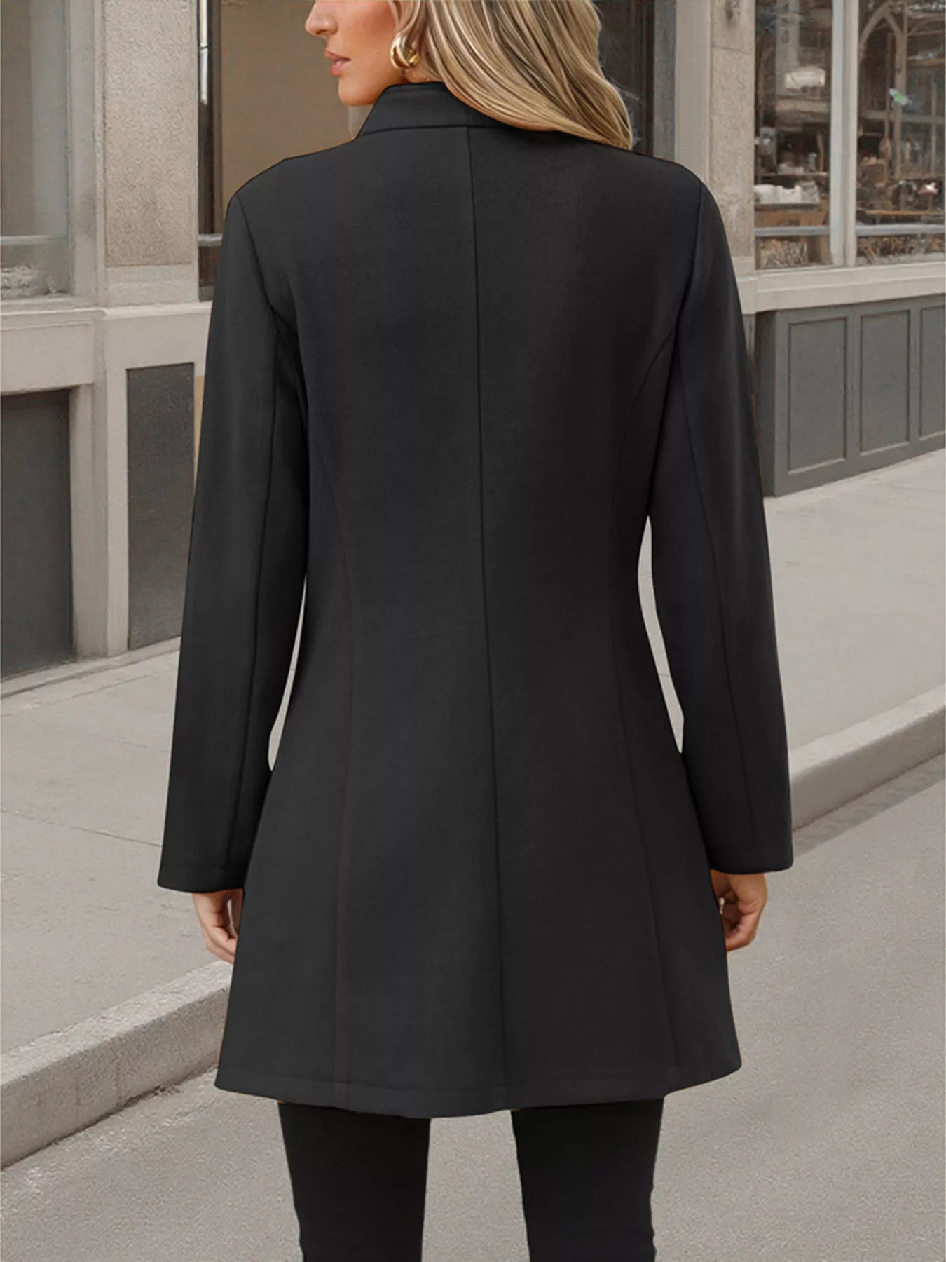 Button Up Long Sleeve Coat Trendsi