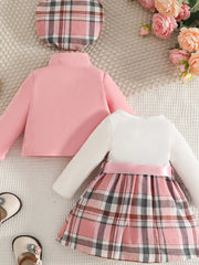 Children's Plaid 3-Piece Outfit Set Trendsi