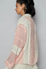 POL Floral Crochet Patchwork Long Sleeve Shirt OutfitFlow