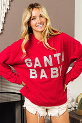 BiBi Santa Baby Lettering Christmas Sweatshirt OutfitFlow