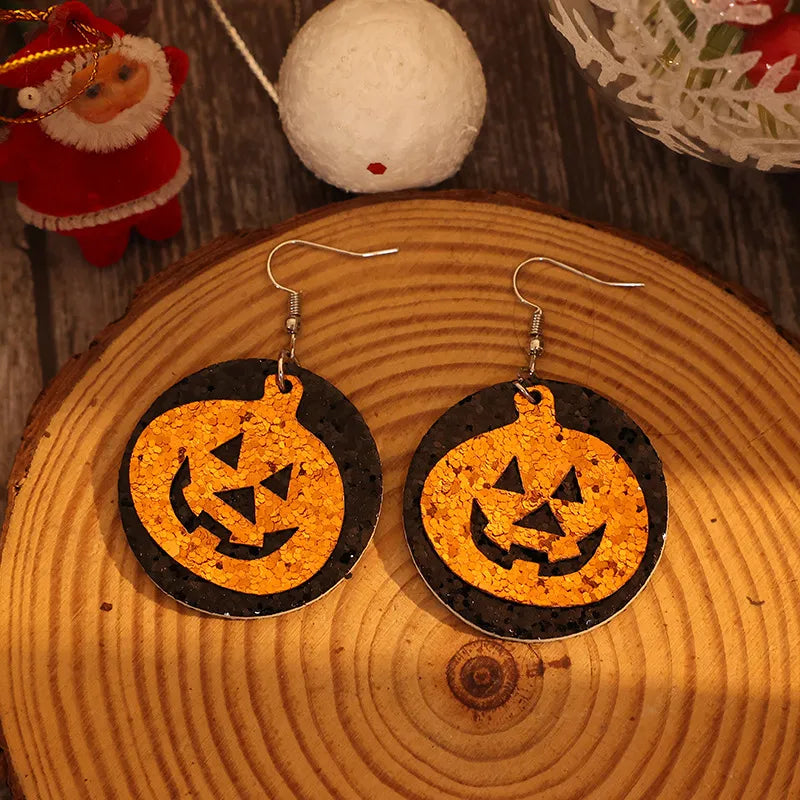 PU Leather Pumpkin Earrings OutfitFlow