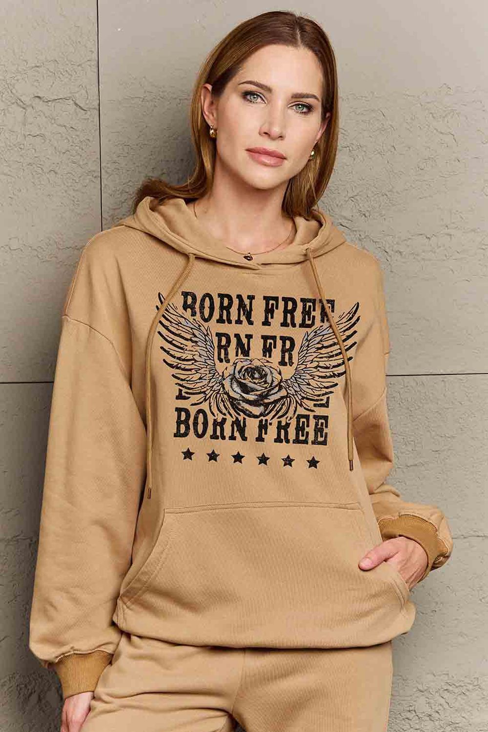 Outfit Flow - Simply Love Simply Love Full Size BORN FREE Graphic Hoodie