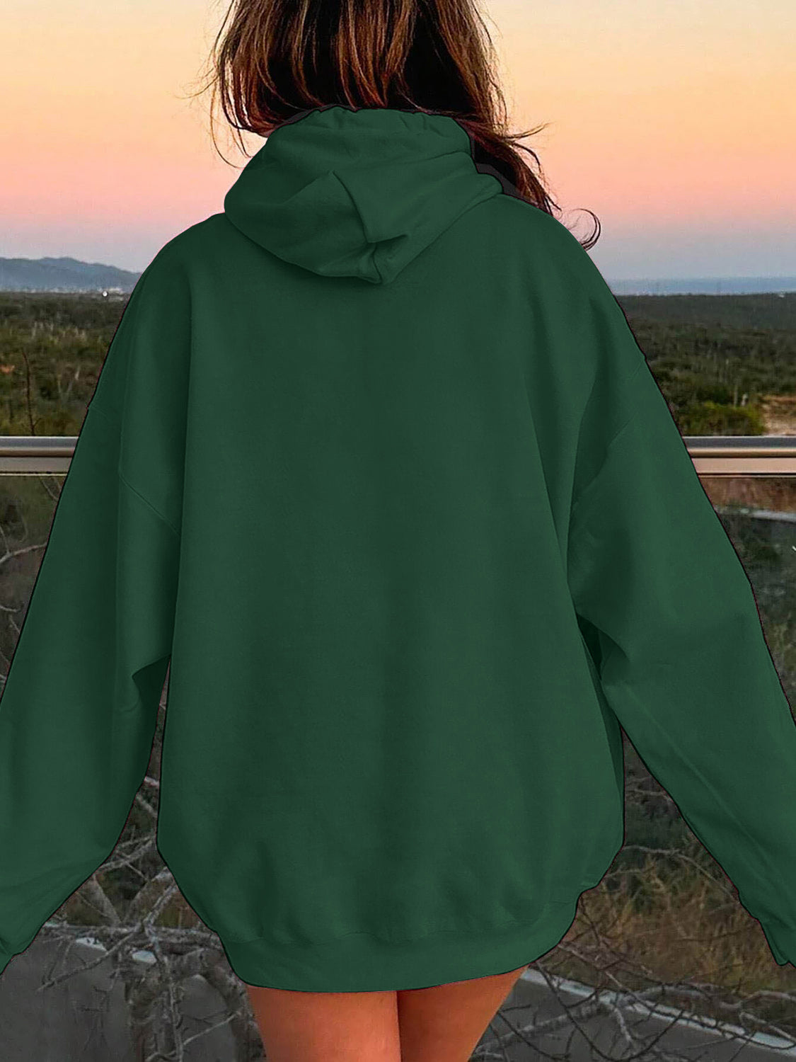 Drawstring Dropped Shoulder Hoodie OutfitFlow
